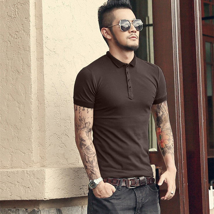 Summer New Cotton Stretch Beads Men's Slim Polo Shirt - Clevecorner