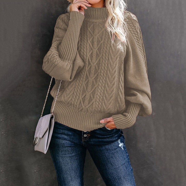 Ladies Loose Long-sleeved Knitted Solid Color Sweater