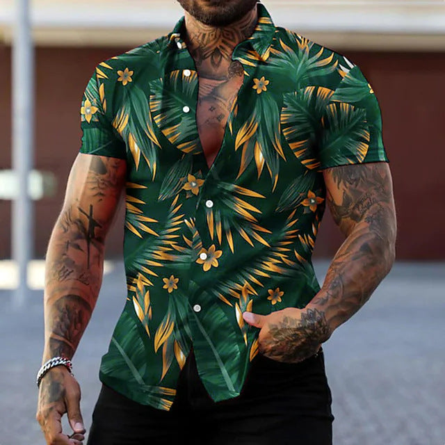 Stylish Men's Leaf Print Shirt
