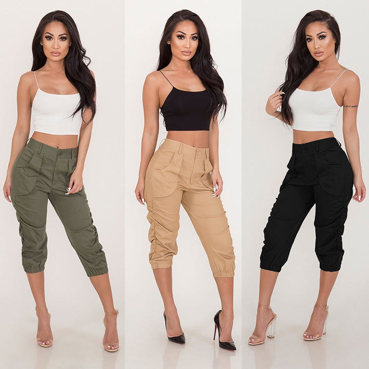 Women's casual cropped overalls harem pants - Clevecorner