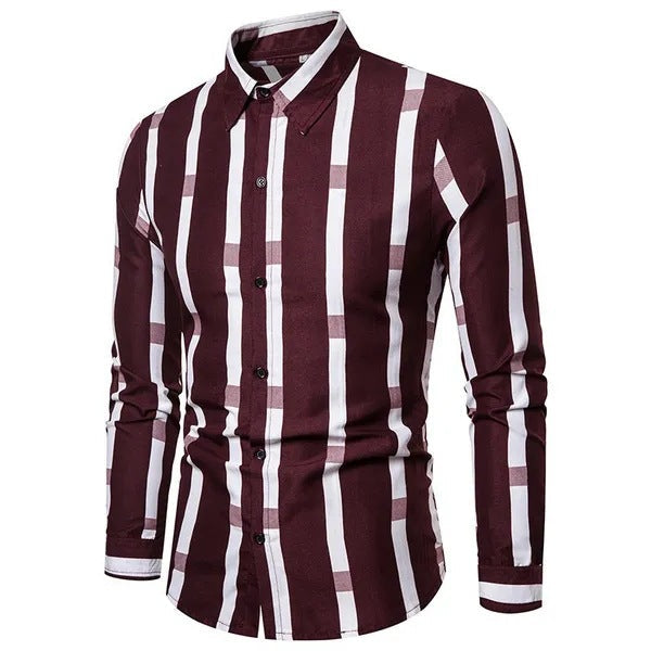 Men's Plus Size Lapels Business Slim-fit Long-sleeved Shirt