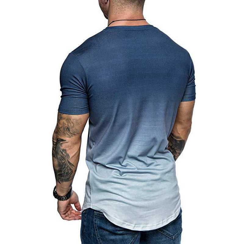 Men's Short Sleeve Round Neck Gradient T-Shirt