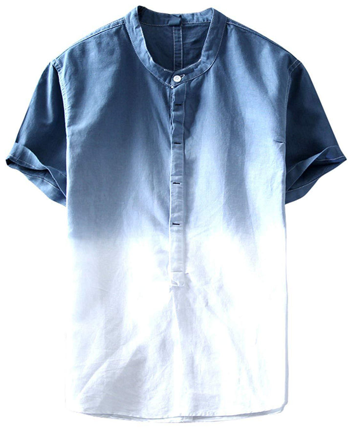 Stand-Collar Gradient Color Shirt