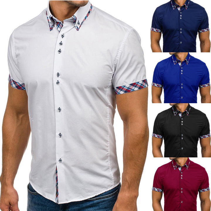 Men's Double Collar Plaid Shirt