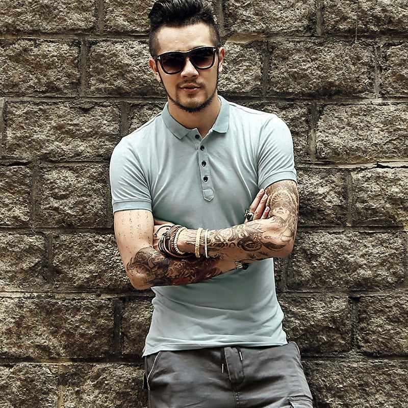 Summer New Cotton Stretch Beads Men's Slim Polo Shirt - Clevecorner