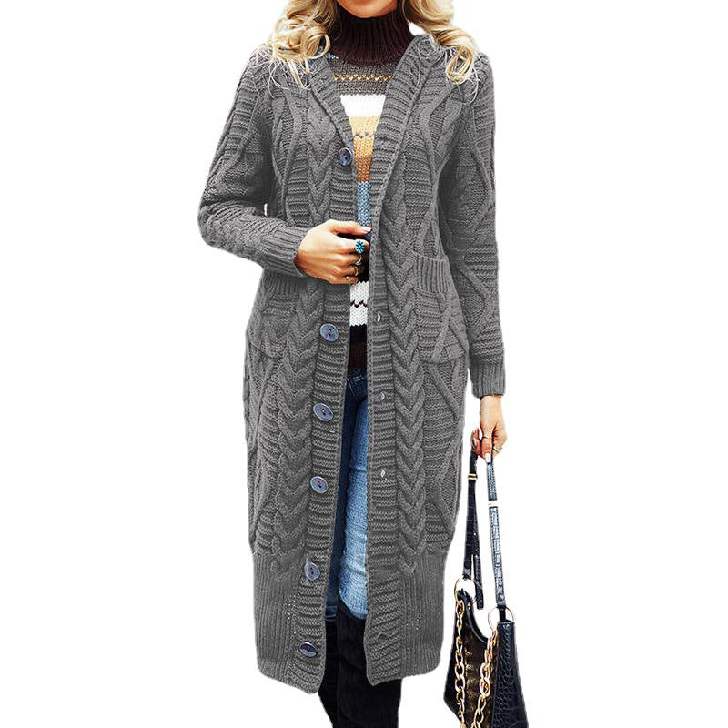 Wool Solid Color Cardigan Loose And Long Oversized Coat - Clevecorner