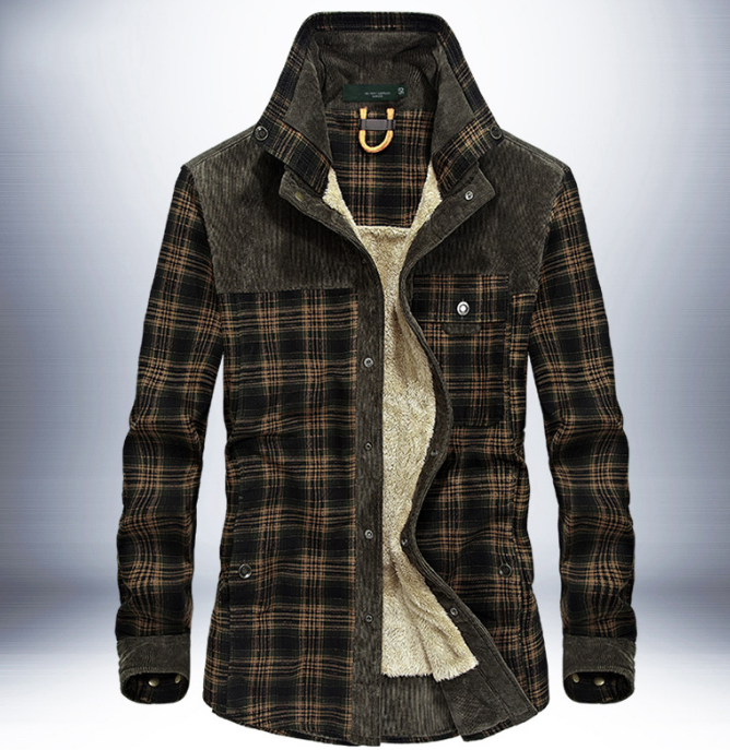 Winter Jacket Men Thicken Warm Fleece Jackets Coats Pure Cotton Plaid Jacket Military Clothes - Clevecorner