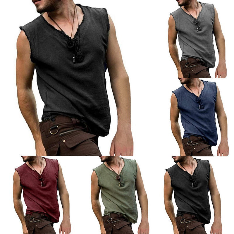 V-Neck Casual Sleeveless T-Shirt - Clevecorner