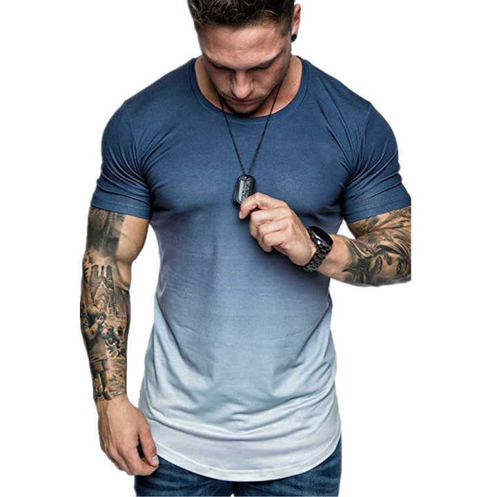 Men's Short Sleeve Round Neck Gradient T-Shirt
