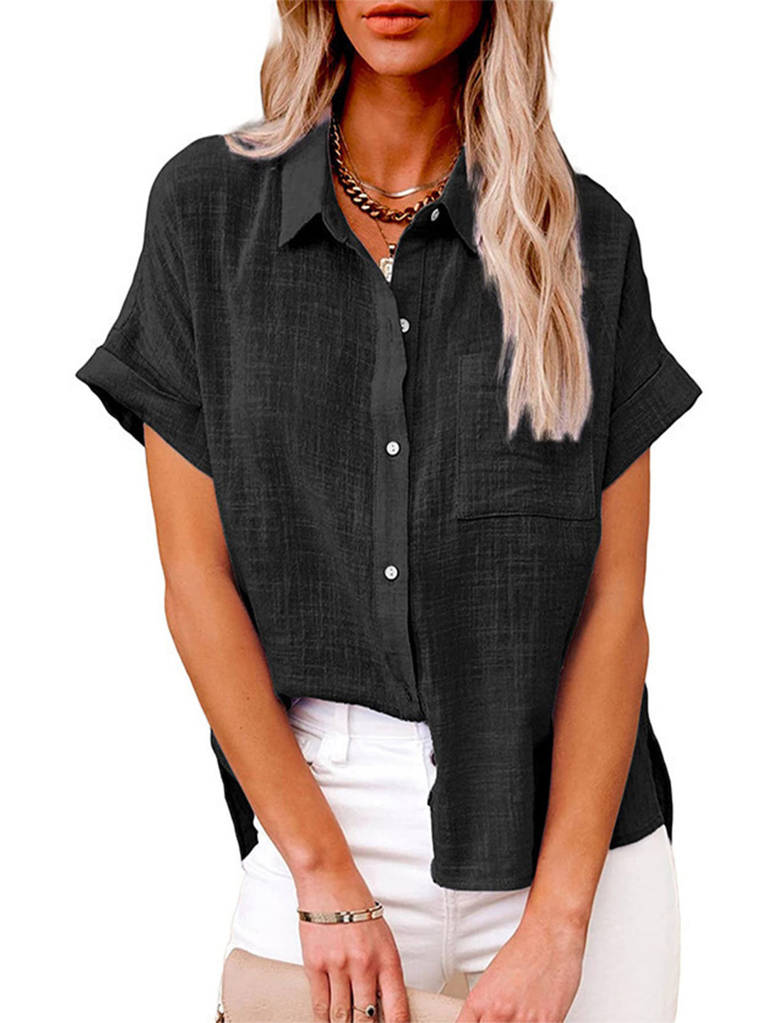 Solid Color Casual Loose Women's Patchwork Pocket Cardigan