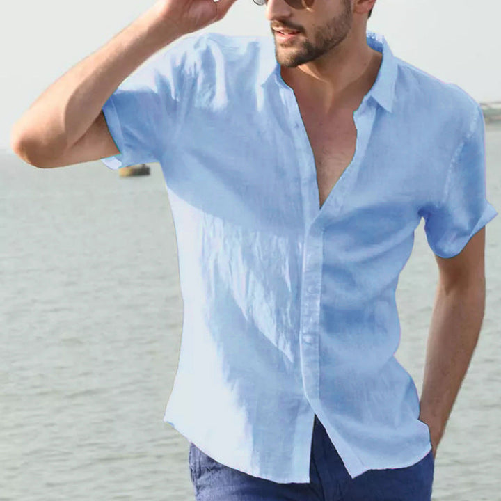Summer Men's Solid Color Short Sleeve Casual - Clevecorner