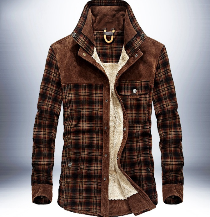Winter Jacket Men Thicken Warm Fleece Jackets Coats Pure Cotton Plaid Jacket Military Clothes - Clevecorner