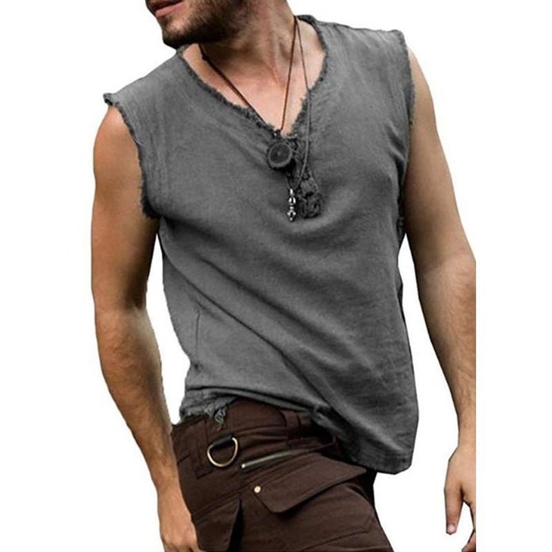 V-Neck Casual Sleeveless T-Shirt - Clevecorner