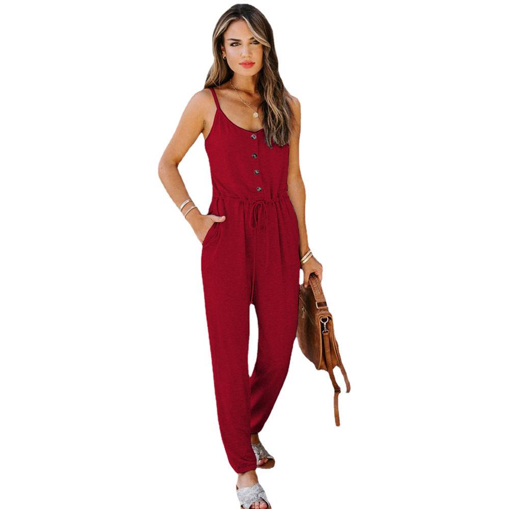 Summer Casual Waist Knitted Jumpsuit - Clevecorner