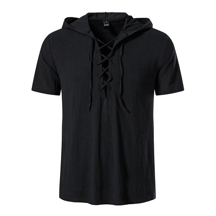 Cotton Hooded Short Sleeve Summer Shirt