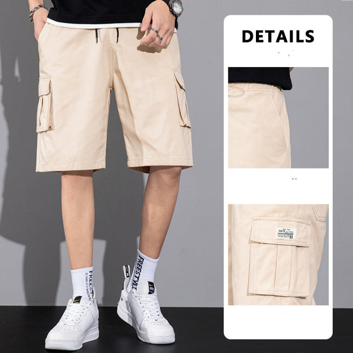Casual Drawstring Cargo Multi Pocket Men's Beach Shorts