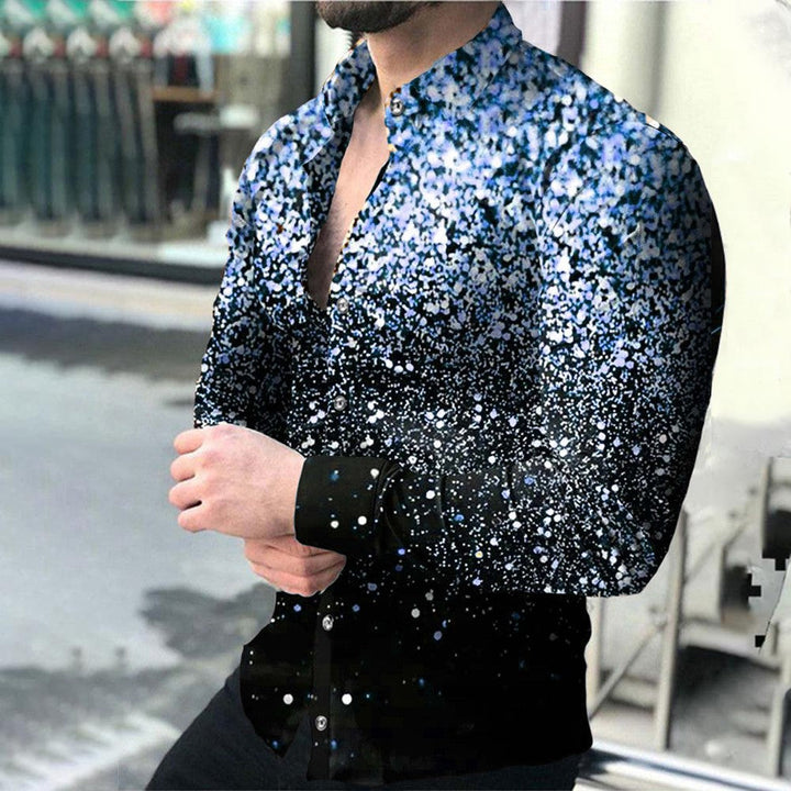 Men's Fashion Casual Printed Long Sleeve Shirt