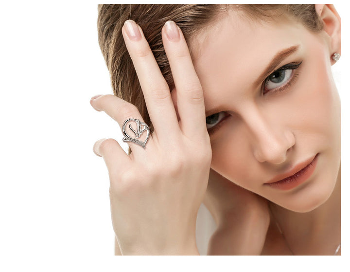 S925 Sterling Silver Horse Head Ring