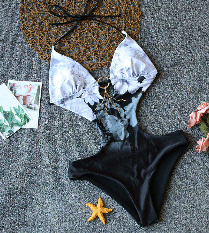 Cover Belly Slimming One-piece Printed Swimsuit