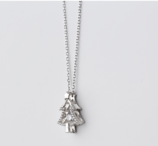 Sterling Silver Christmas Tree Clavicle Chain