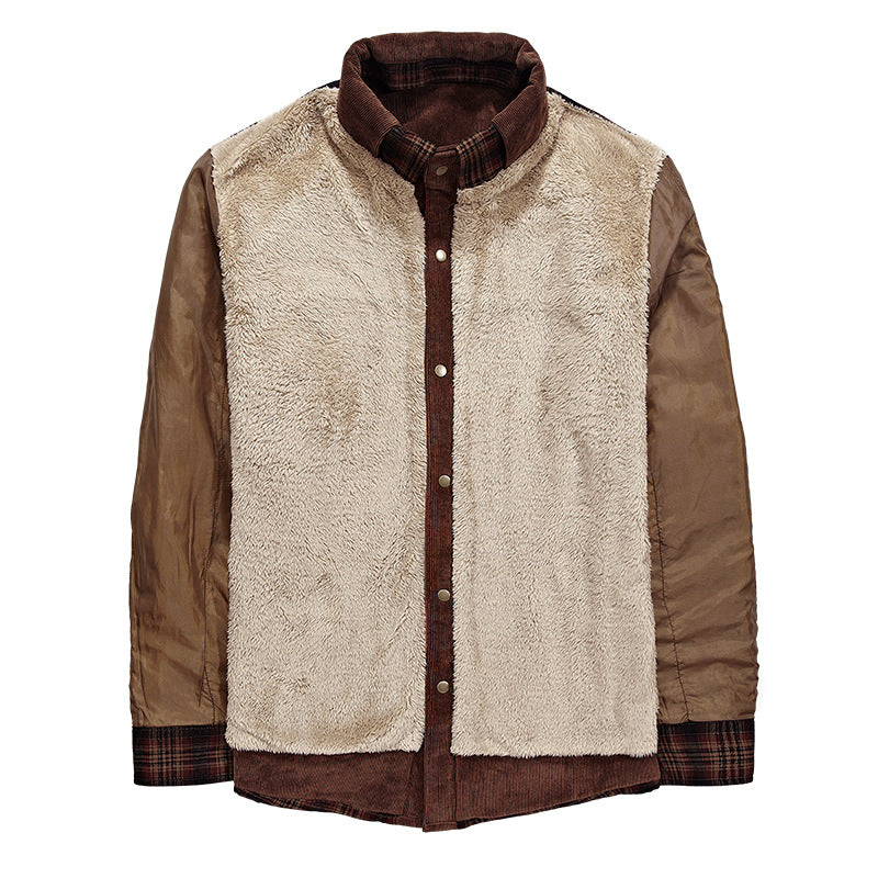 Winter Jacket Men Thicken Warm Fleece Jackets Coats Pure Cotton Plaid Jacket Military Clothes - Clevecorner