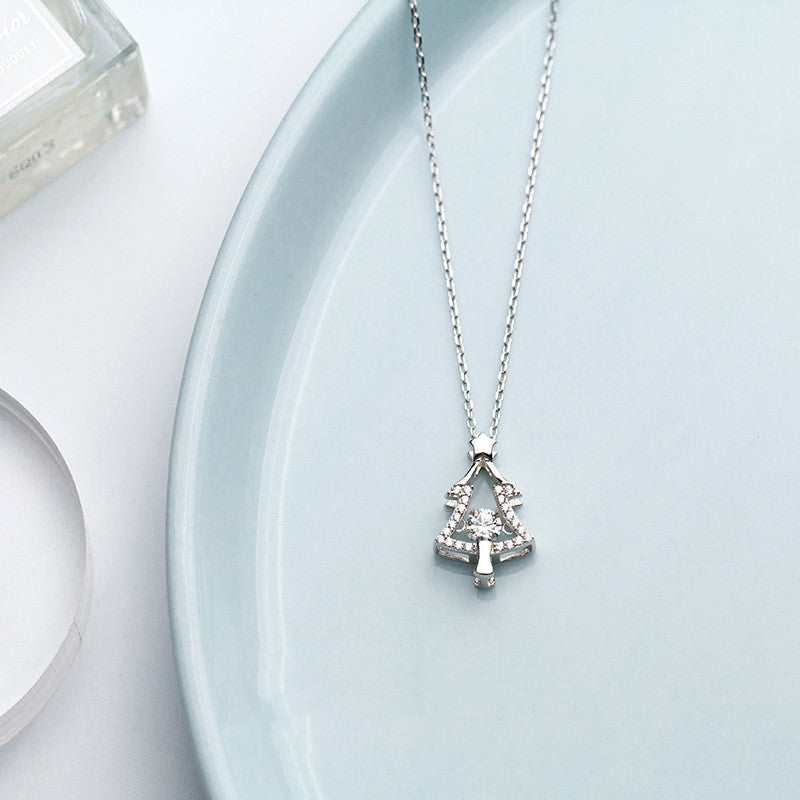 Sterling Silver Christmas Tree Clavicle Chain