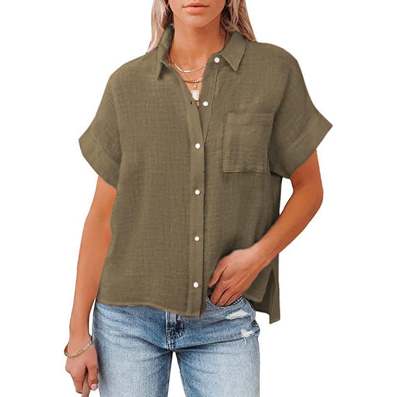 Summer Cotton Linen Short Sleeve Casual Shirt - Clevecorner
