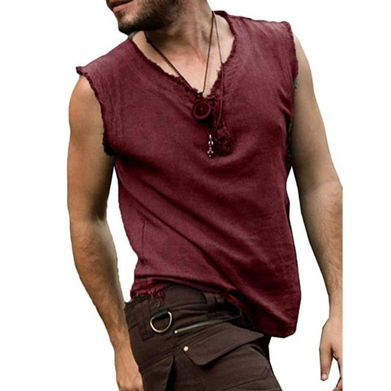 V-Neck Casual Sleeveless T-Shirt - Clevecorner