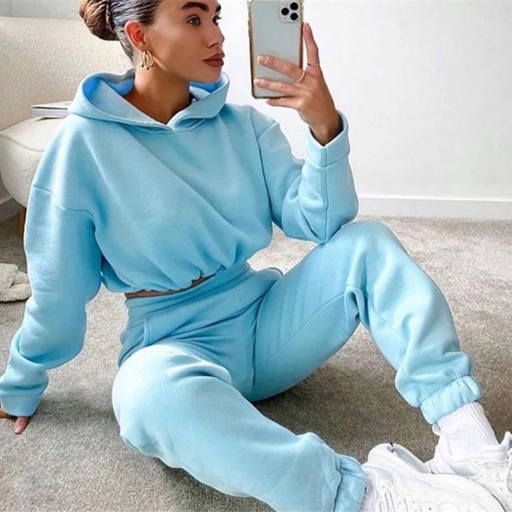 Women's Jogging Ensemble Set Long Sleeve Hoodie & Comfy Sweatsuit