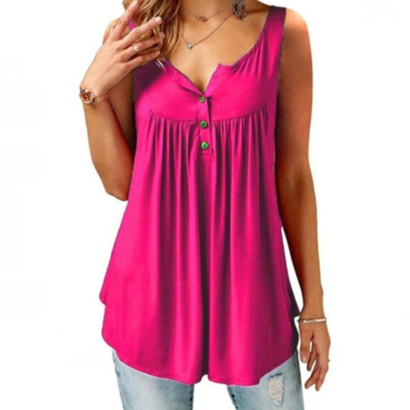 Summer Loose Button Tank Top - Clevecorner