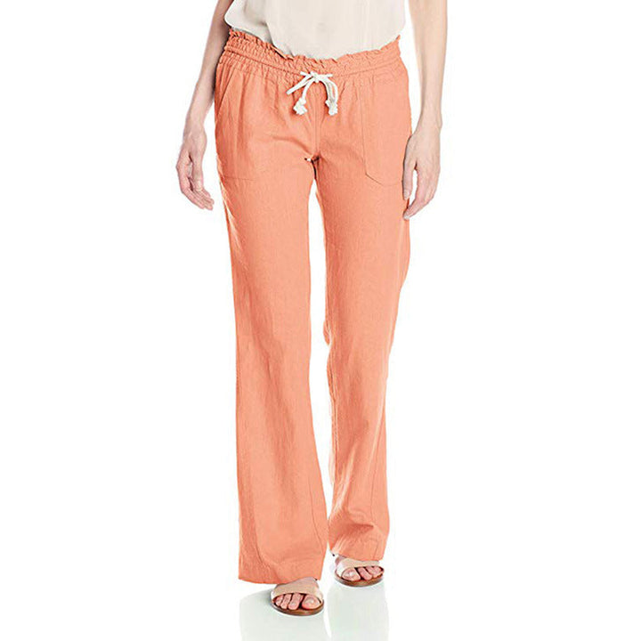 Cotton Linen Lace-up Loose Trousers