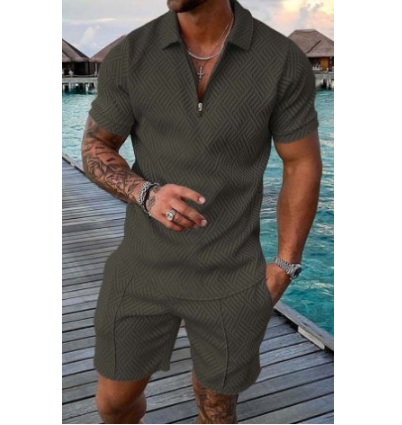Men's Summer Casual Short Sleeve Shirt and Shorts Set