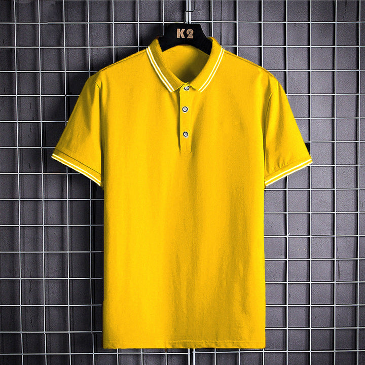 Men's British Short-Sleeved Lapel Gentleman Wheat Polo Shirt