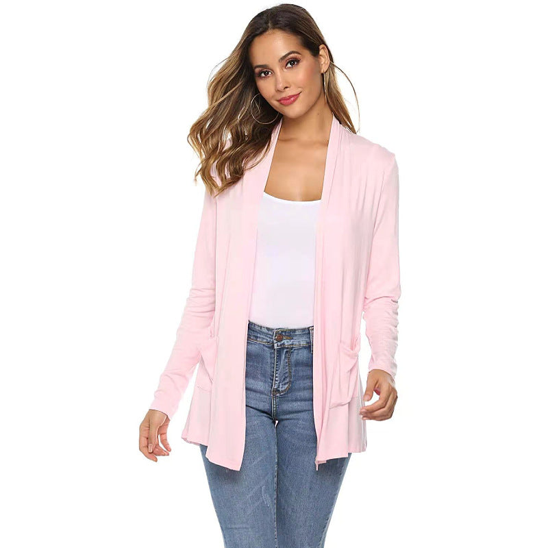 WOMEN'S CASUAL LIGHTWEIGHT OPEN FRONT LONG SLEEVE CARDIGANS - Clevecorner
