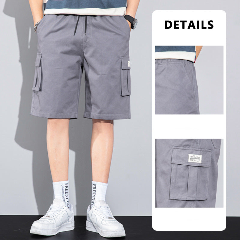 Casual Drawstring Cargo Multi Pocket Men's Beach Shorts