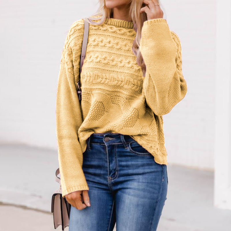 Women's Knitwear Round Neck Pullover Twist Sweater - Clevecorner