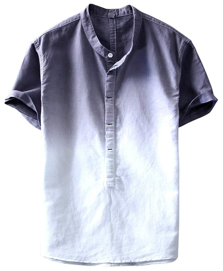 Stand-Collar Gradient Color Shirt