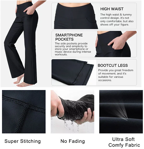 Women's Bootcut Flare Leg Stretchy High Waist Yoga Pants - Clevecorner