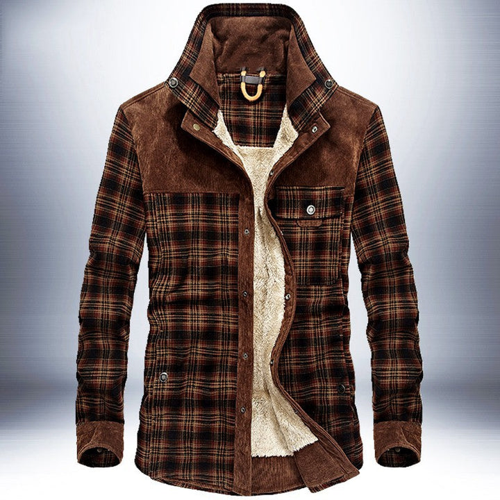 Winter Jacket Men Thicken Warm Fleece Jackets Coats Pure Cotton Plaid Jacket Military Clothes - Clevecorner