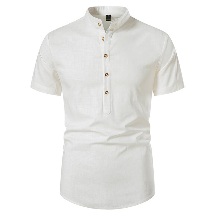 Men's Short Sleeve Stand Collar Casual Summer Shirt