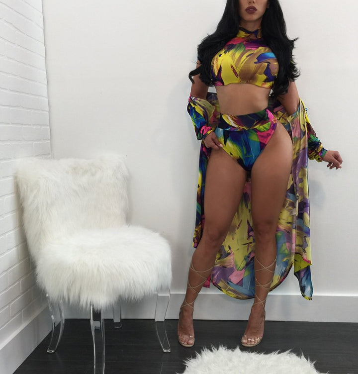 Fashion Printing 3 Pieces Swimsuit