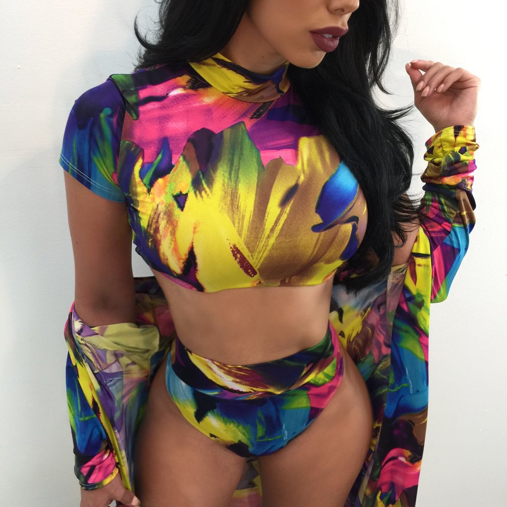 Fashion Printing 3 Pieces Swimsuit