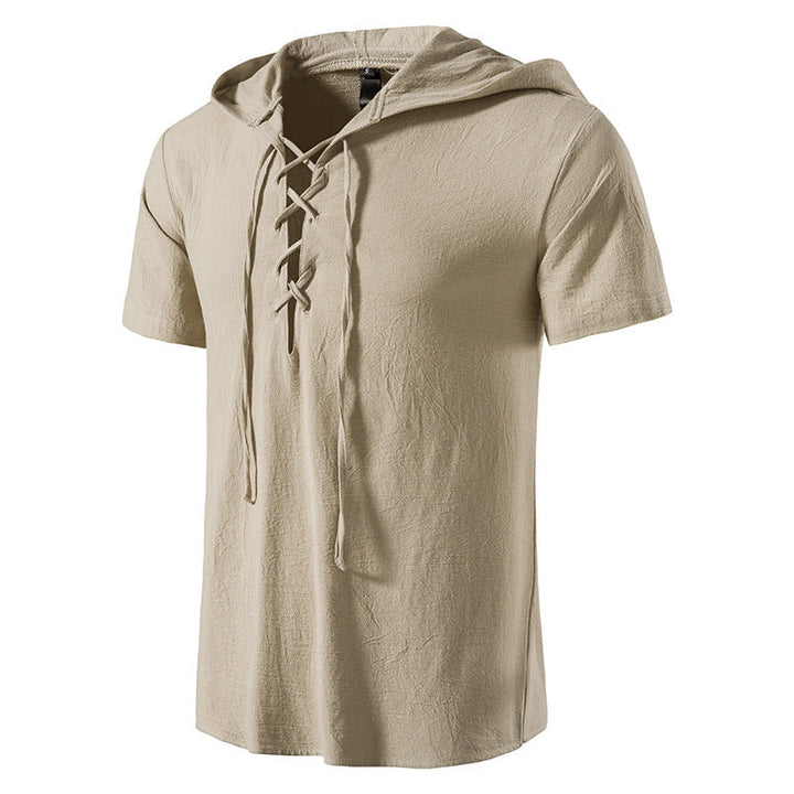 Cotton Hooded Short Sleeve Summer Shirt