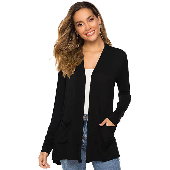 WOMEN'S CASUAL LIGHTWEIGHT OPEN FRONT LONG SLEEVE CARDIGANS - Clevecorner