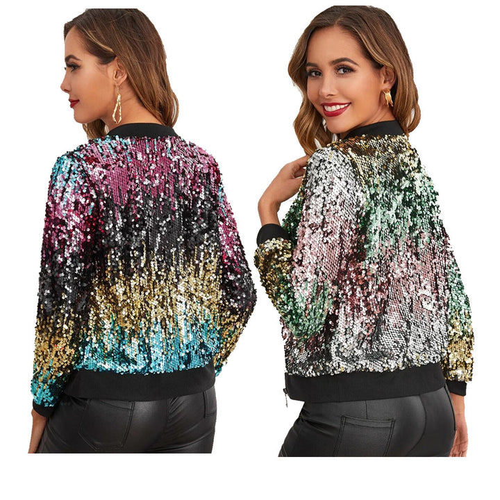 Women's Fashion Casual Color Sequined Jacket