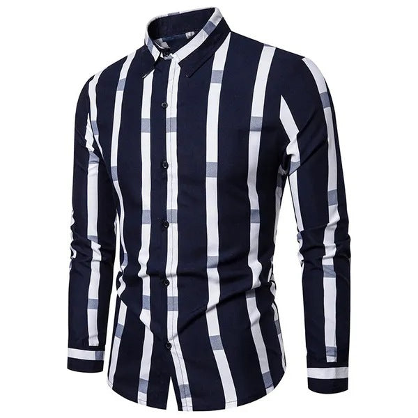 Men's Plus Size Lapels Business Slim-fit Long-sleeved Shirt