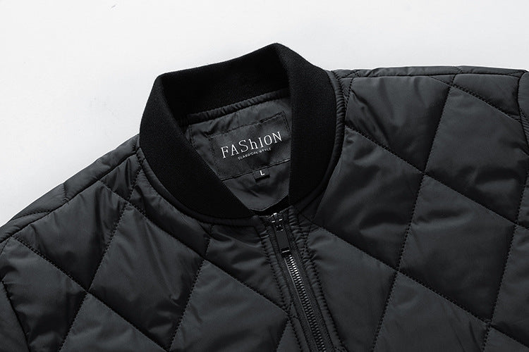 Monochrome Cotton-Padded Coat with European and American Style