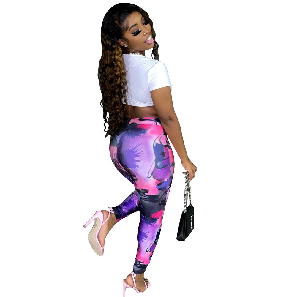 Women  Fashion Casual Printed Skinny Pants - Clevecorner
