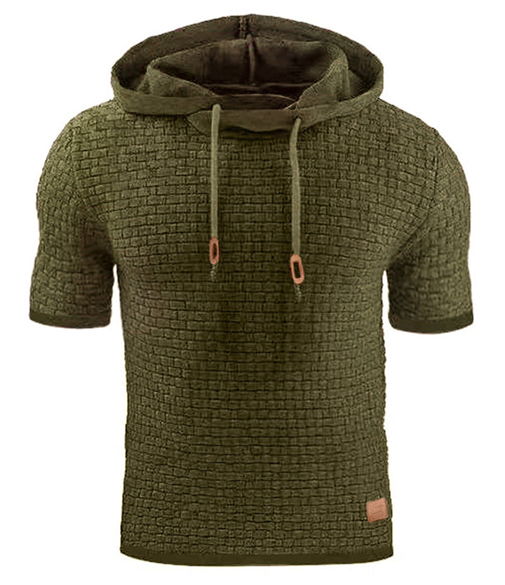 Men's Short Sleeve Solid Knitted Hoodie Sweater