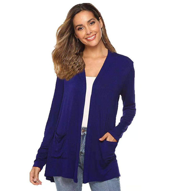 WOMEN'S CASUAL LIGHTWEIGHT OPEN FRONT LONG SLEEVE CARDIGANS - Clevecorner